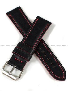 Pasek skórzany ręcznie robiony A. Kucharski Leather - Conceria Il Ponte Maya - black/red 22 mm