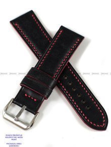 Pasek skórzany ręcznie robiony A. Kucharski Leather - Conceria Il Ponte Maya - black/red 26 mm