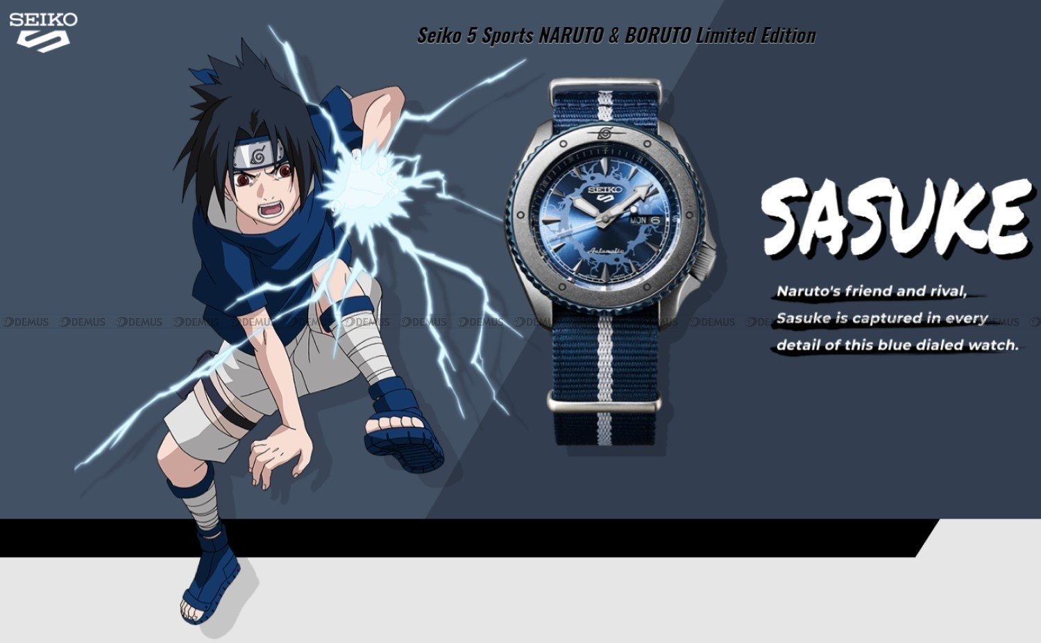 Zegarek M ski Seiko 5 Sports NARUTO BORUTO SASUKE UCHIHA