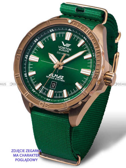 Pasek nylonowy zielony do zegarka Vostok Europe Almaz - 22 mm