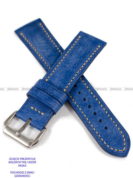 Pasek skórzany ręcznie robiony A. Kucharski Leather - Conceria Il Ponte Maya Double - Blue/Earthyyellow - 28 mm