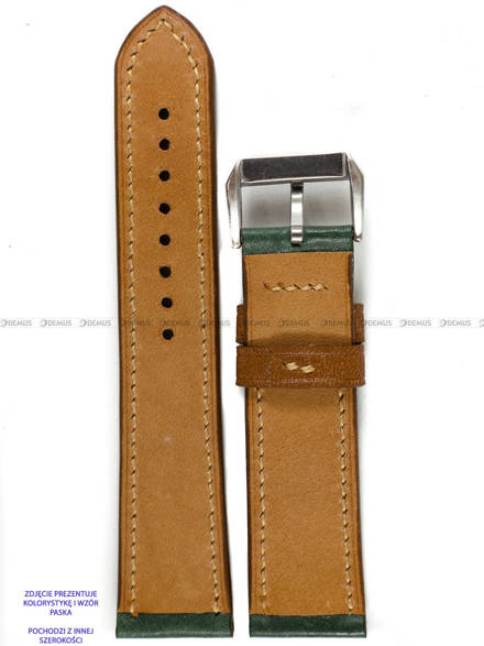 Pasek skórzany ręcznie robiony A. Kucharski Leather - Conceria Il Ponte Maya Double - darkgreen/camel 26 mm