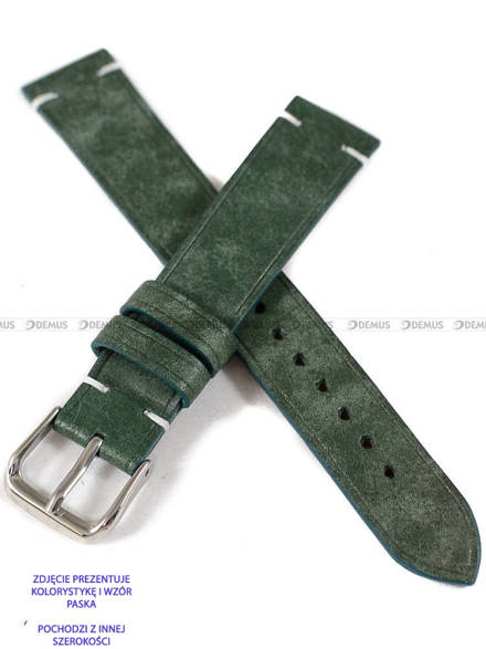 Pasek skórzany ręcznie robiony A. Kucharski Leather - Conceria Il Ponte Maya Simple - Olive/White - 22 mm