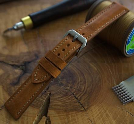 Pasek skórzany ręcznie robiony A. Kucharski Leather - Conceria Il Ponte Maya - cognac/camel 16 mm