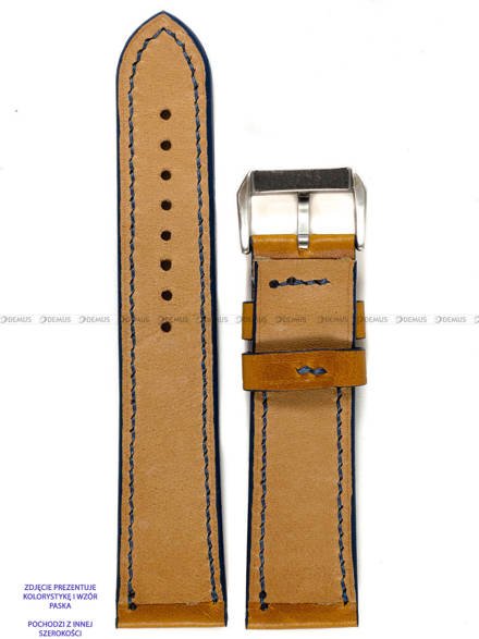 Pasek skórzany ręcznie robiony A. Kucharski Leather - Conceria Il Ponte Wax - pumpkin/navy 16 mm