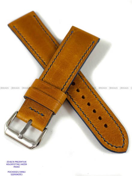 Pasek skórzany ręcznie robiony A. Kucharski Leather - Conceria Il Ponte Wax - pumpkin/navy 20 mm