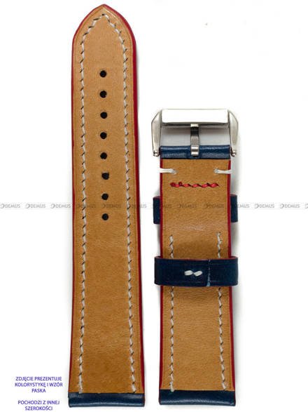 Pasek skórzany ręcznie robiony A. Kucharski Leather - Conceria Walpier Buttero - blue/white 28 mm