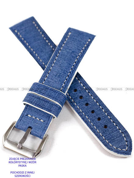 Pasek skórzany ręcznie robiony A. Kucharski Leather - Grattamacco - Blue/White - 28 mm