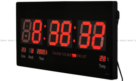 Zegar cyfrowy z termometrem JH4622-Red - 46x22 cm