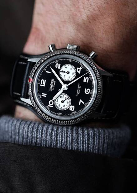 Zegarek Męski Automatyczny Hanhart 417 ES Flyback Reverse Panda 42 mm