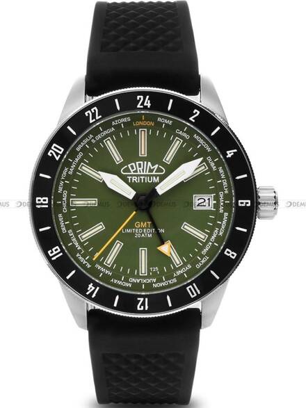 Zegarek Męski Automatyczny Prim Sport Tritium World Timer - B - W91P.13213.B - Limitowana Edycja