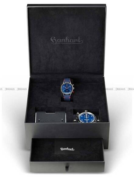 Zegarek Męski Mechaniczny Hanhart Red X Blue 39 mm H702L.270-0310 - Dodatkowy stoper w zestawie