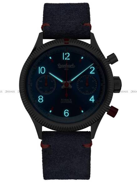 Zegarek Męski Mechaniczny Hanhart Red X Blue 39 mm H702L.270-0310 - Dodatkowy stoper w zestawie