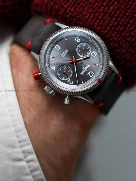 Zegarek Męski Mechaniczny Hanhart Red X Grey 39 mm H702L.240-0310 - Dodatkowy stoper w zestawie