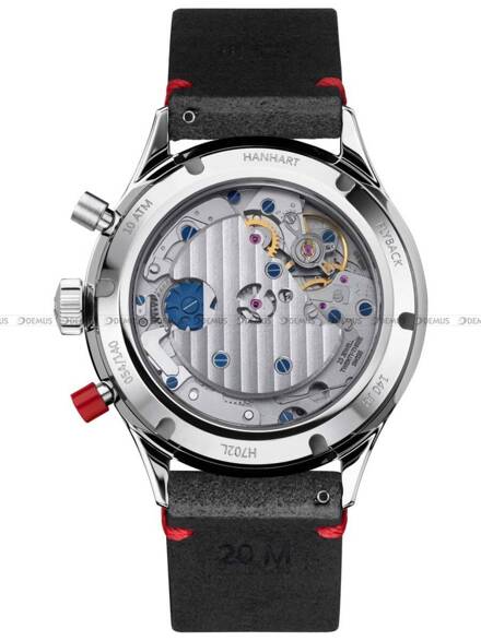 Zegarek Męski Mechaniczny Hanhart Red X Grey 39 mm H702L.240-0310 - Dodatkowy stoper w zestawie