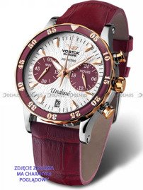 Pasek skórzany purpurowy do zegarka Vostok Europe Undine VK64-515E567 - 20 mm