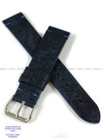 Pasek skórzany ręcznie robiony A. Kucharski Leather - Badalassi Carlo Pueblo Simple - navy/navy 32 mm