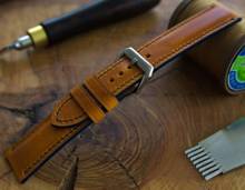 Pasek skórzany ręcznie robiony A. Kucharski Leather - Conceria Il Ponte Wax - pumpkin/navy 32 mm