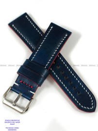 Pasek skórzany ręcznie robiony A. Kucharski Leather - Conceria Walpier Buttero - blue/white 20 mm