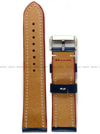 Pasek skórzany ręcznie robiony A. Kucharski Leather - Conceria Walpier Buttero - blue/white 22 mm