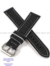 Pasek skórzany ręcznie robiony A. Kucharski Leather - Grattamacco - Black/White - 26 mm