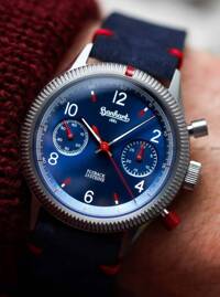 Zegarek Męski Mechaniczny Hanhart Red X Blue 39 mm H702L.270-0310 - Dodatkowy stoper w zestawie